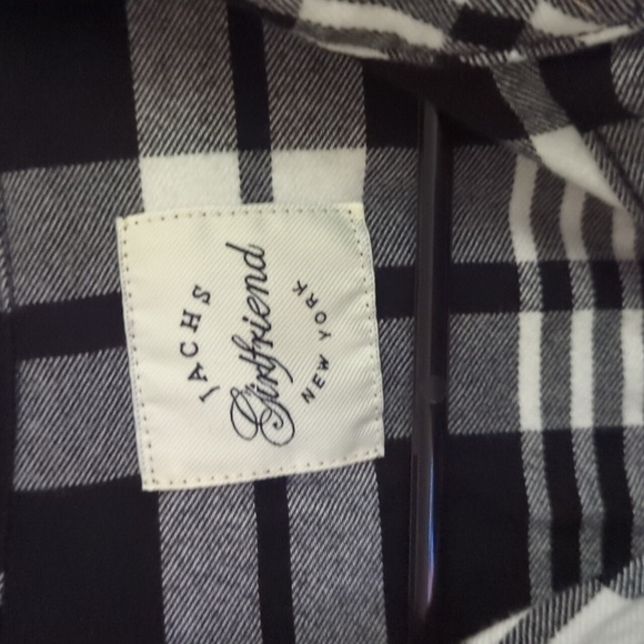 Zach's Girlfriend New York Black & White Plaid Button Down Shirt Size Medium - Picture 4 of 7